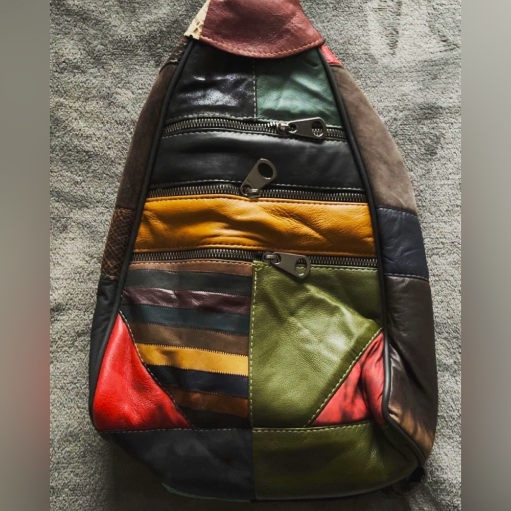 Brand New Multi Color Fur and Leather Bag